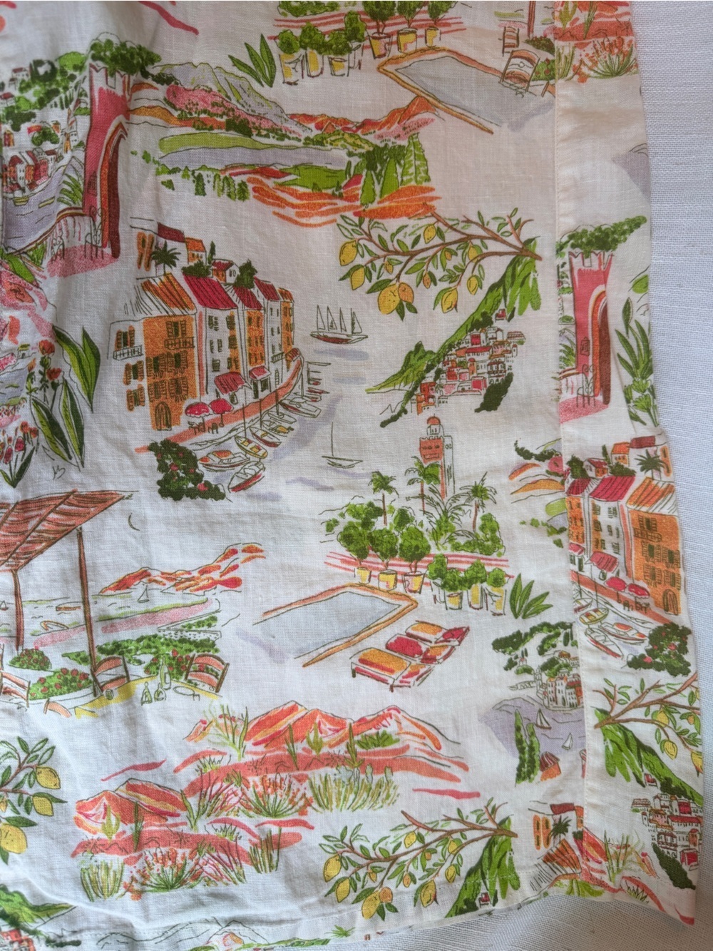 Cynthia Rowley Linen Scenic Pants M 🍋 Italian Summer Coastal - Picture 4 of 9